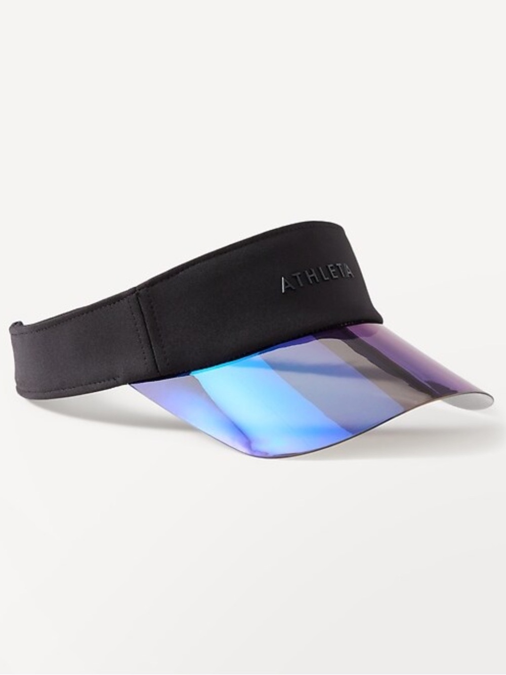 Athleta Black Band Visor with Iridescent Blue-Purple Brim